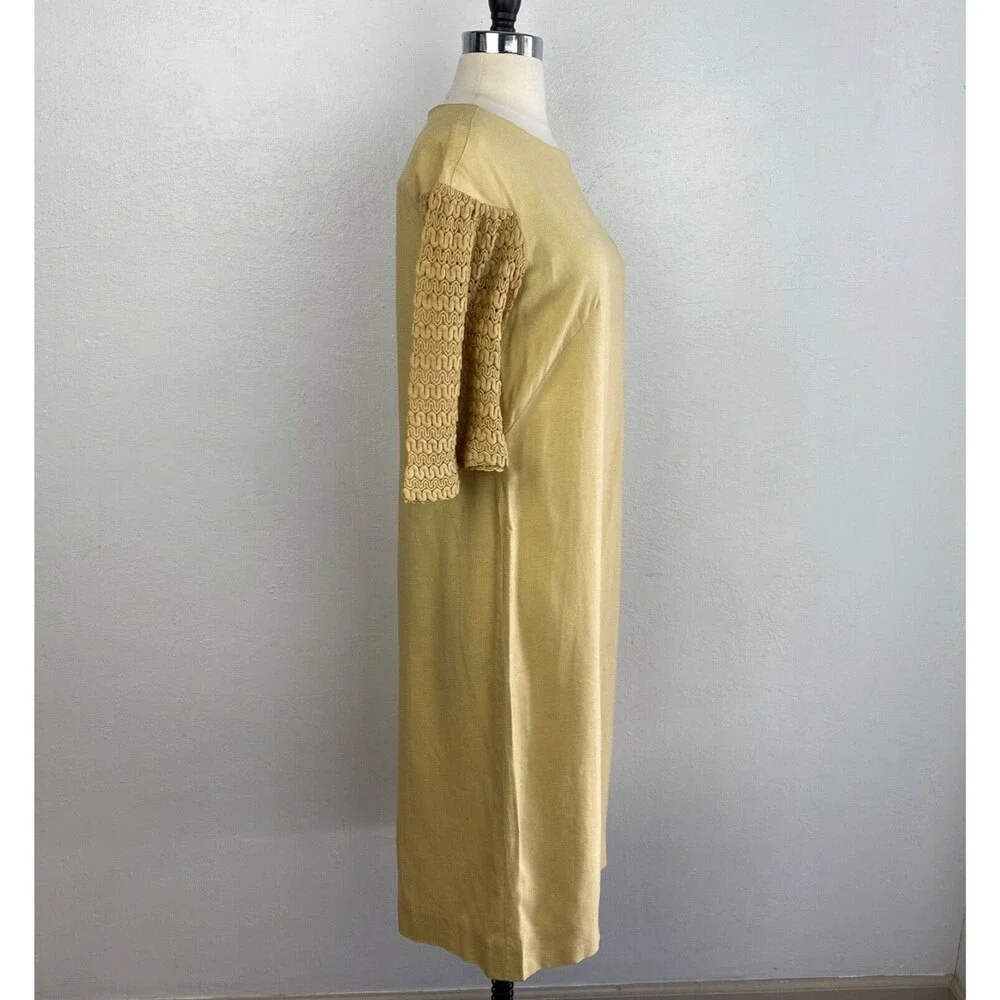 Vintage 60s Martin Berens Goldenrod Mustard Shift Dress Large Tall Juniors